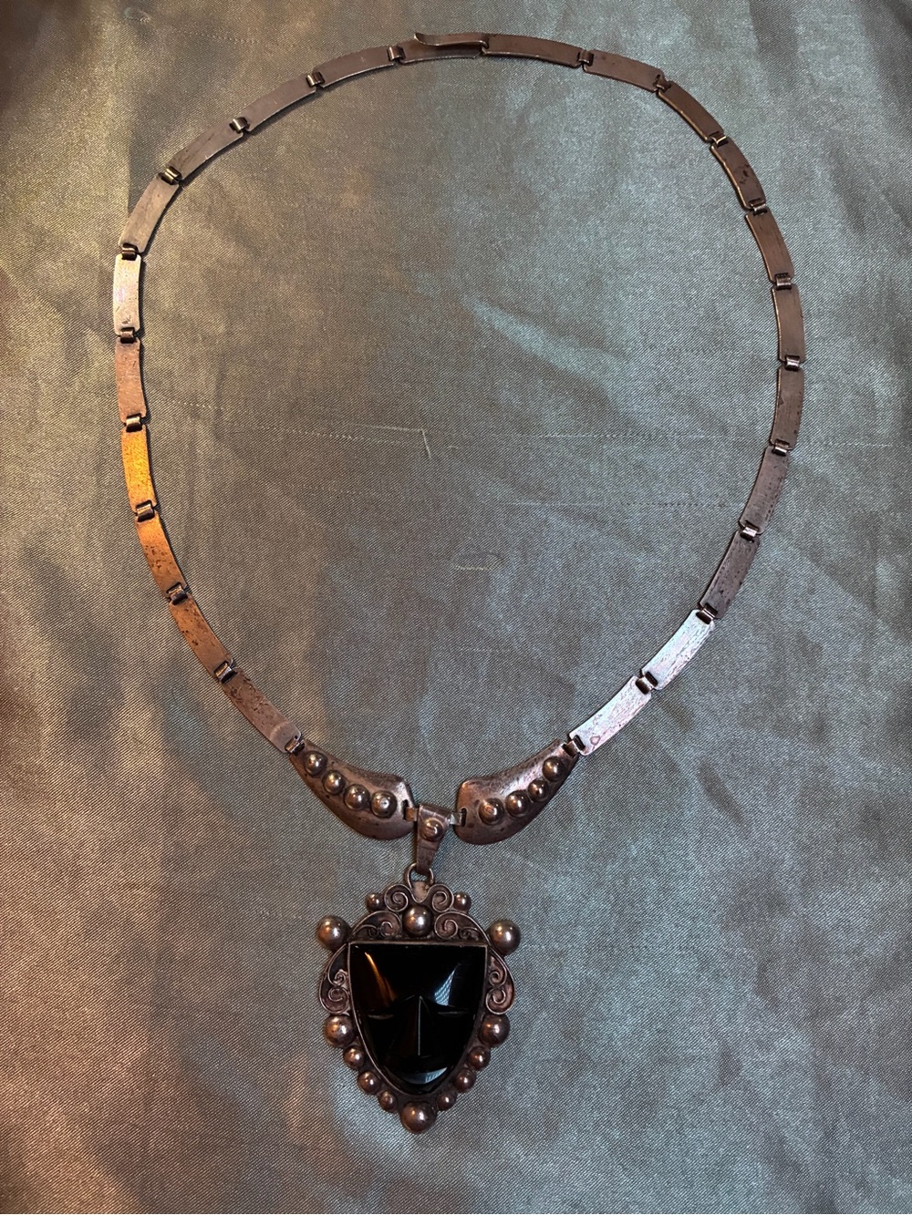 Source Unknown Black Shield Pendant Necklace